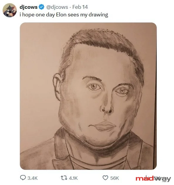 A teenager drew a portrait of Elon Musk